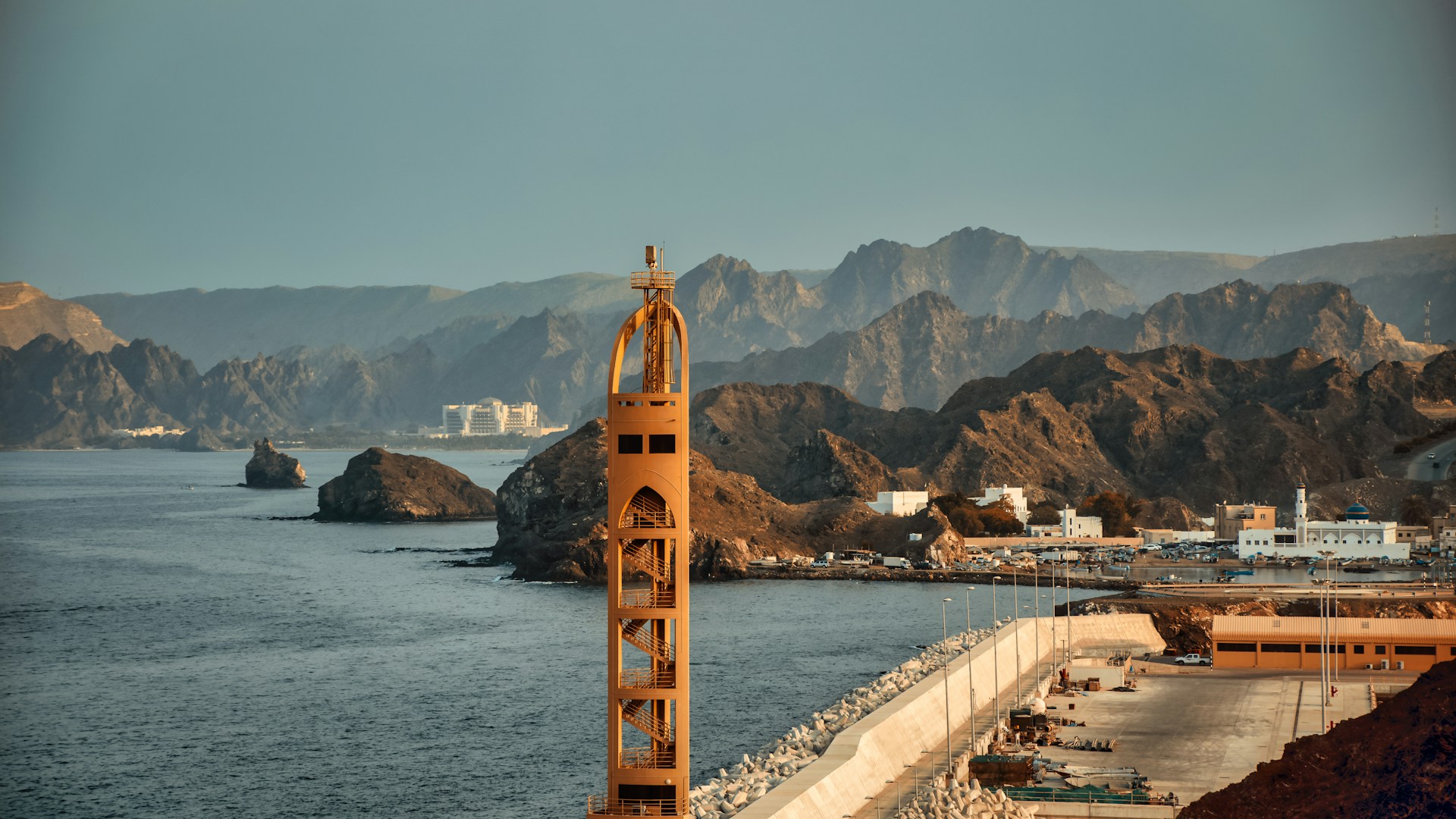 Dense urban development set against the mountains in Muscat